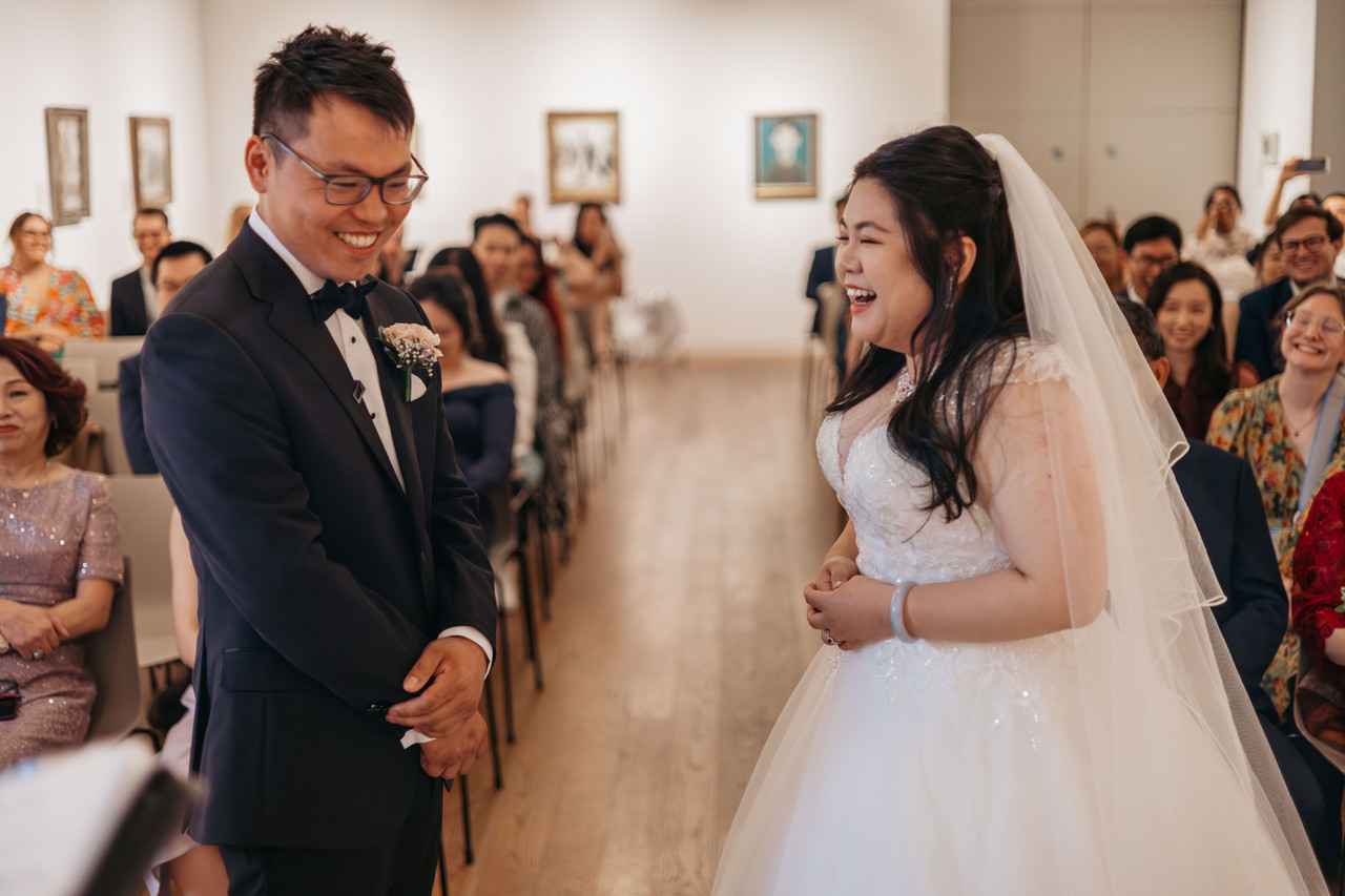 Wedding portrait with warm light