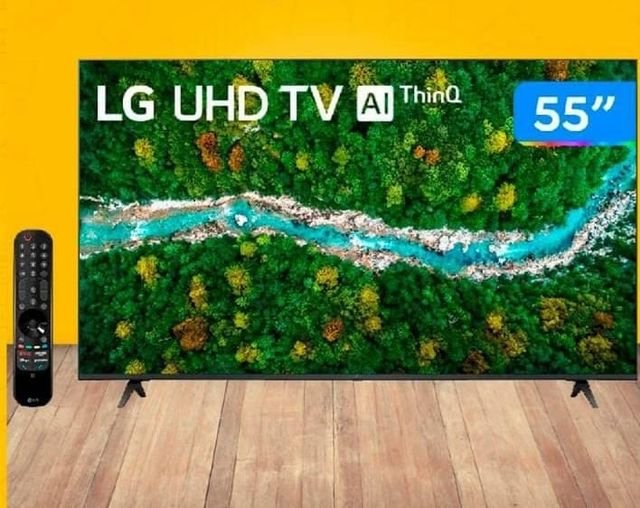 Smart TV LG 55UP7750PSB 4K UHD 55 Polegadas WiFi Bluetooth HDR ThinQ Smart Magic Preto Bivolt