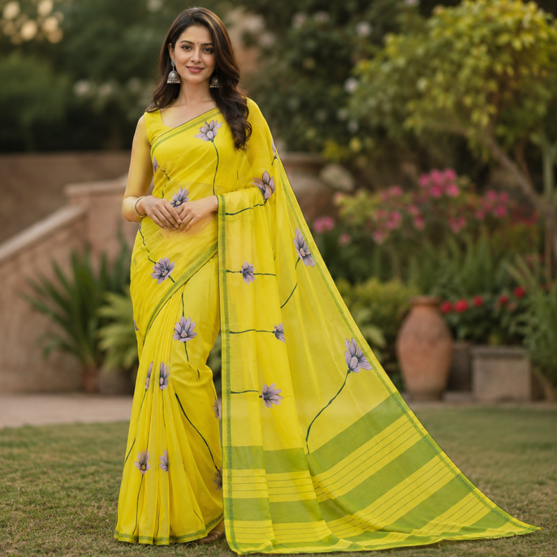 Handblock Printed Cotton Saree | Traditional Craft with Contemporary Elegance Design 1