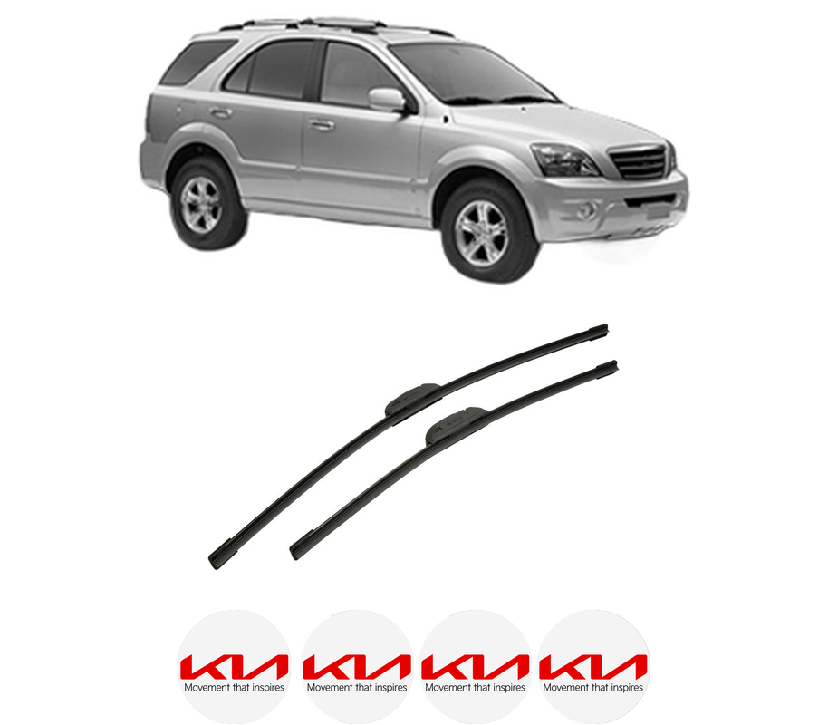 Set stergatoare auto KIA SORENTO I VAN (JC) din 2005-2006, pentru parbriz auto, 2 bucati, Bosch Aerotwin Retrofit, din cauciuc siliconat rezistent, 4 Stickere Auto KIA
