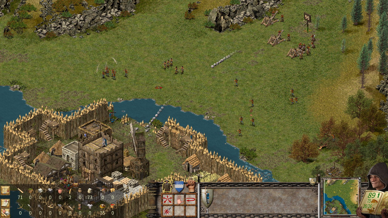 에 쏟아지는 투석기의  포격