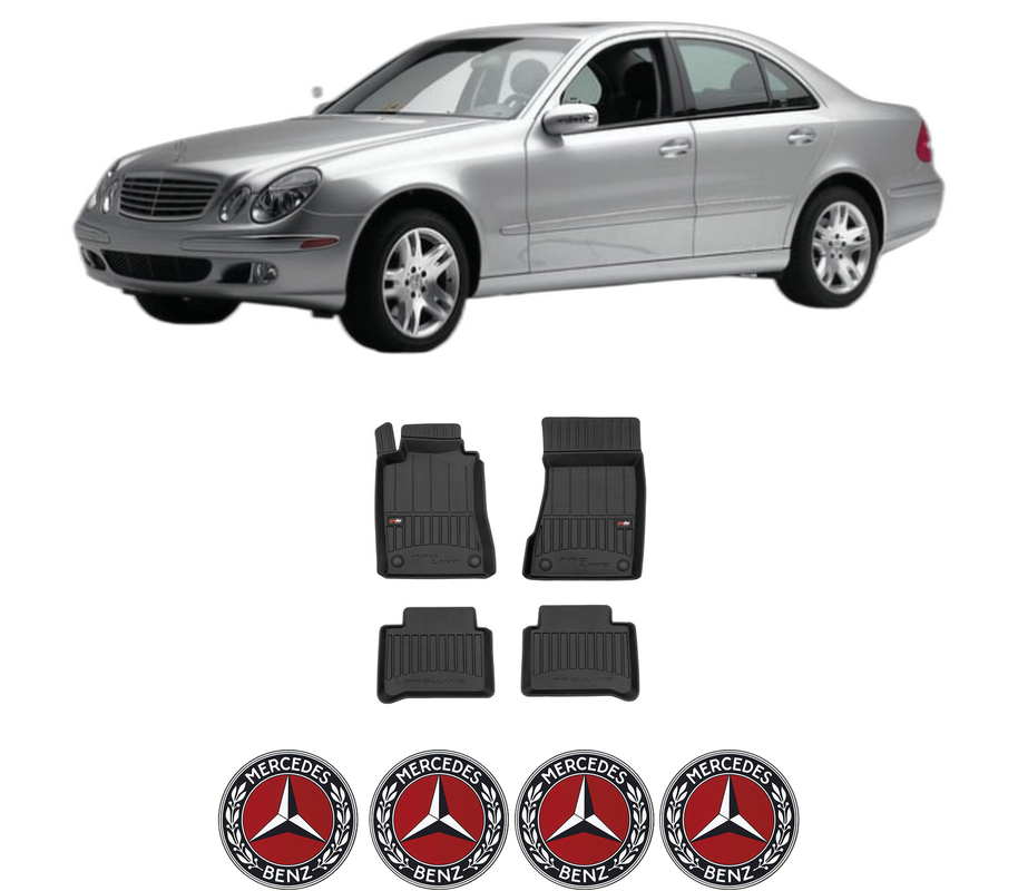 Set covorase presuri MERCEDES-BENZ E-CLASS Platform/Chassis (VF211) din 2003-2006, auto, din cauciuc thermoplastic, 4 Stickere auto cu MERCEDES-BENZ