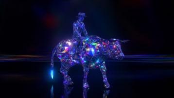 Diamond riding a blue body art