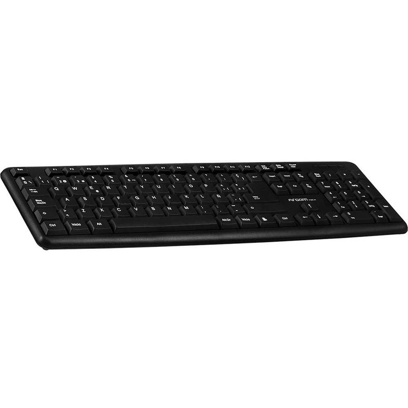 Vista trasera del teclado Argom Classic, mostrando las patas de ajuste de altura.