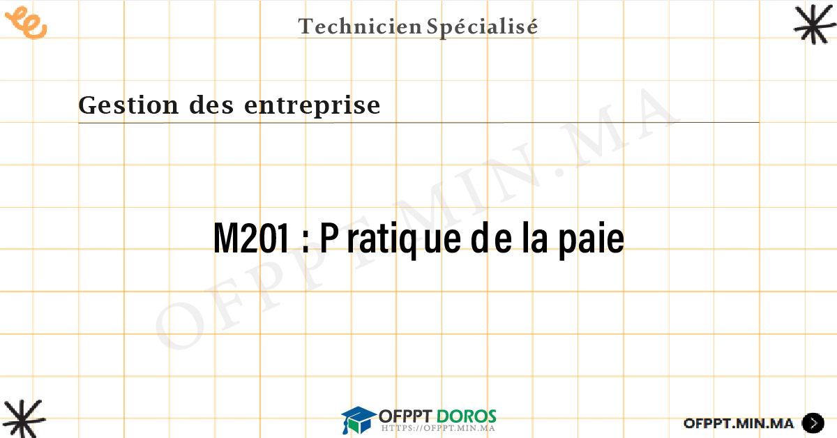 Sommaire détaillé du cours Pratique de la paie M201 OFPPT - Structure du module