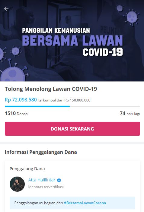 Penggalangan dana yang dilakukan Atta Halilintar