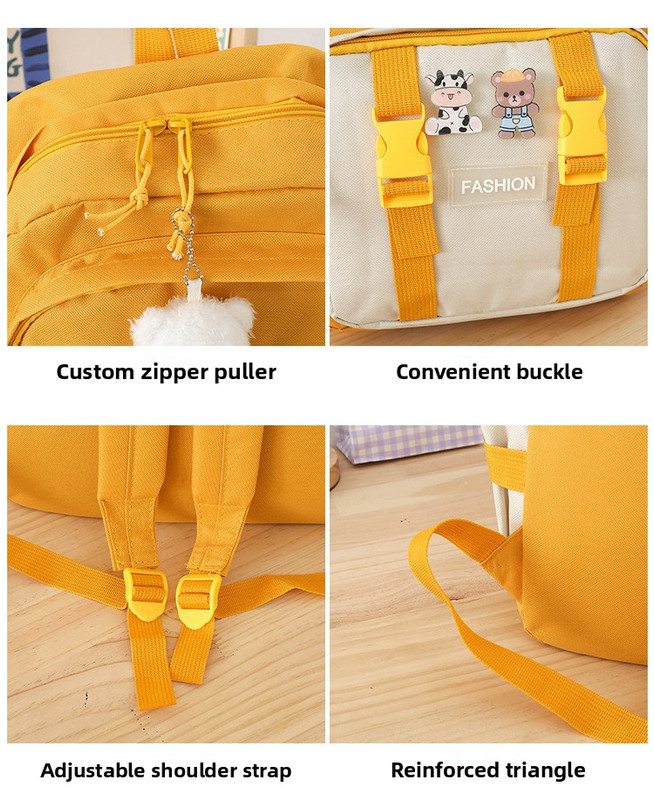 5 Piece Aesthetic School Backpack Set Blue Oxford Fabric Fits 14 Inch Laptop