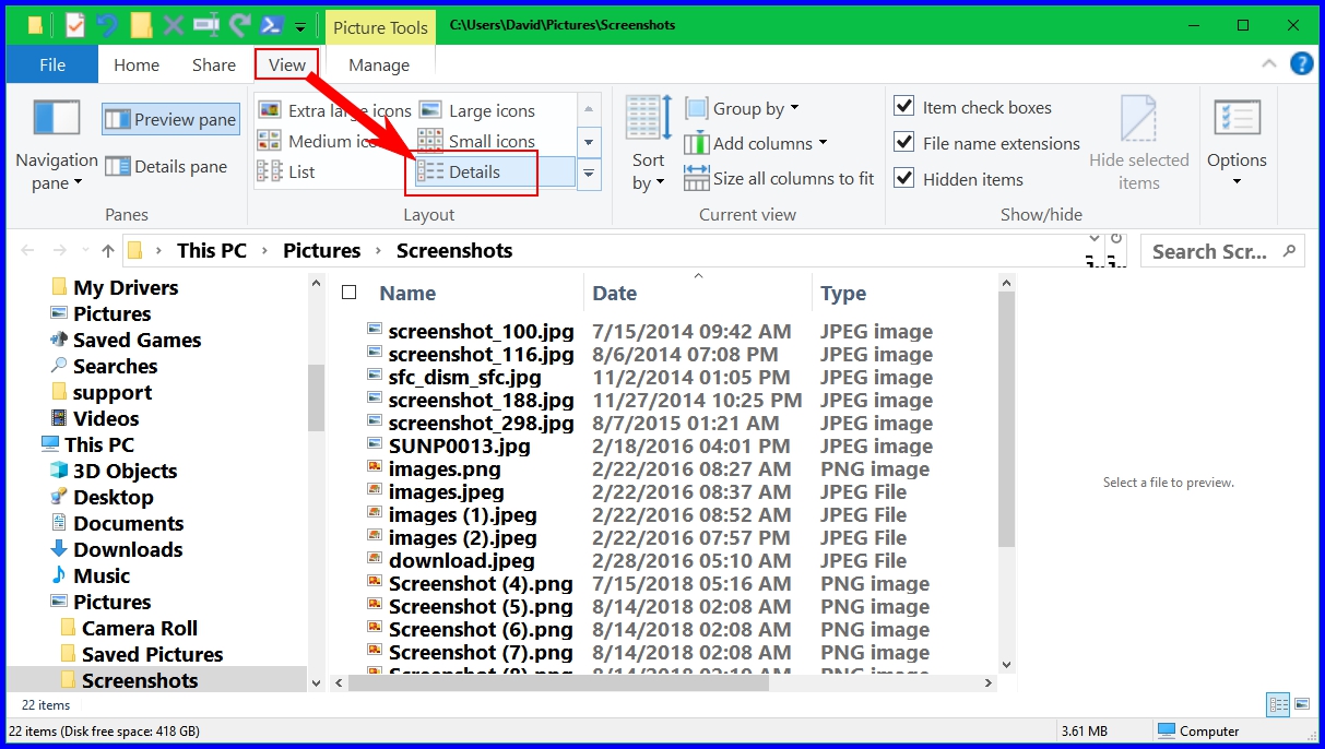 Increase Line spacing between details text in file explorer - Windows ...