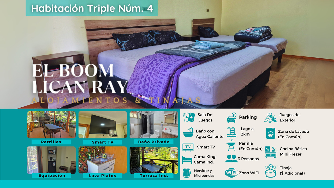 Habitación N°4 Triple en El Boom Lican Ray
