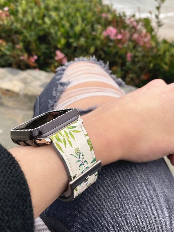 Simple Nature Leaves Vegan Leather Apple Watch Band | The Urban Flair