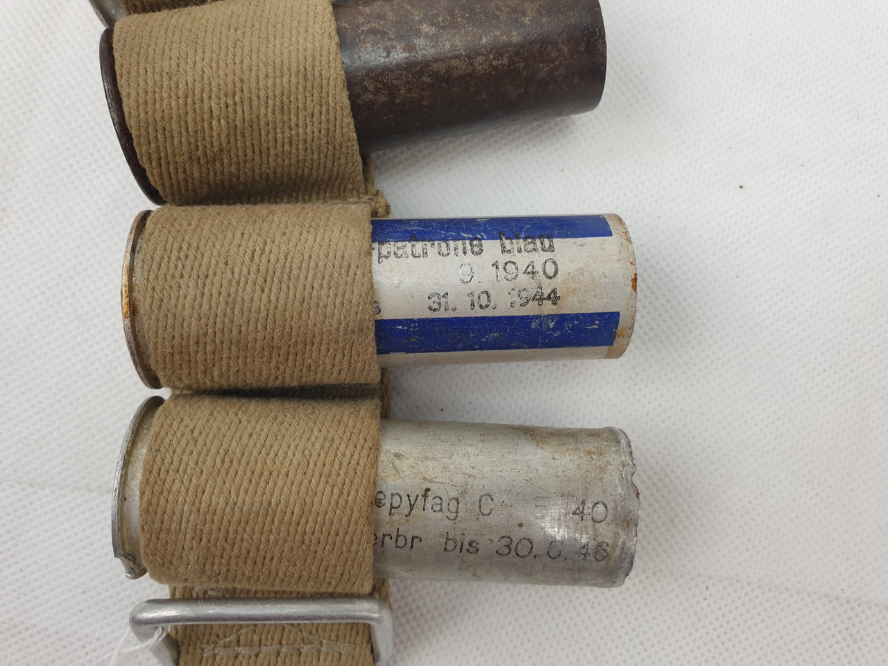 WW2 German Flare Pistol Belt With 5 Inert Cartridges 8 scaled