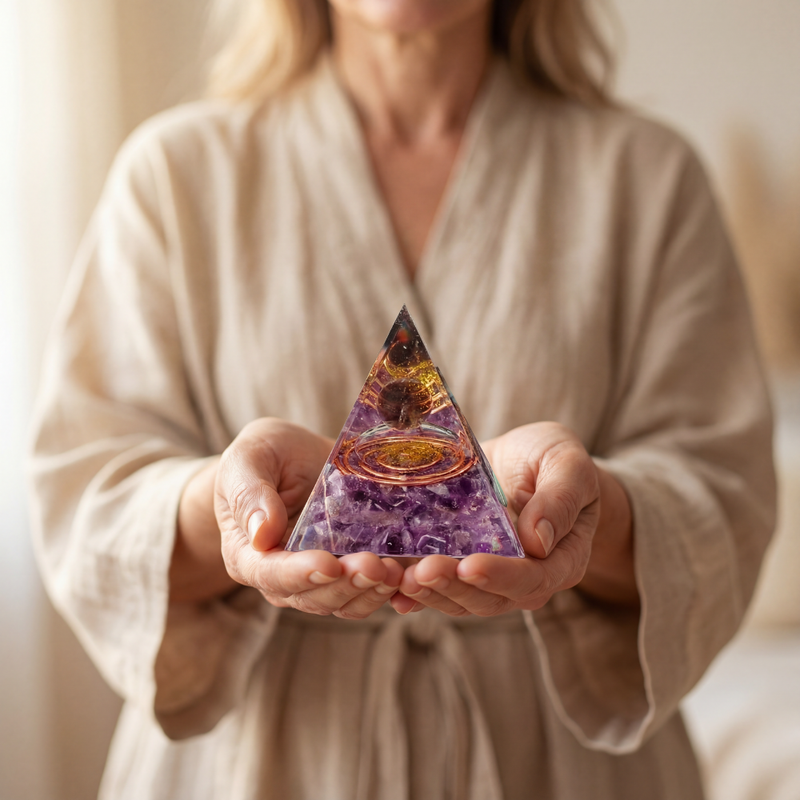 Spirad Amethyst Orgonite Pyramid