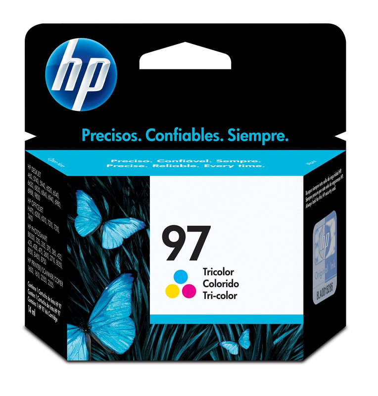Cartucho de tinta original HP 97 en tricolor.