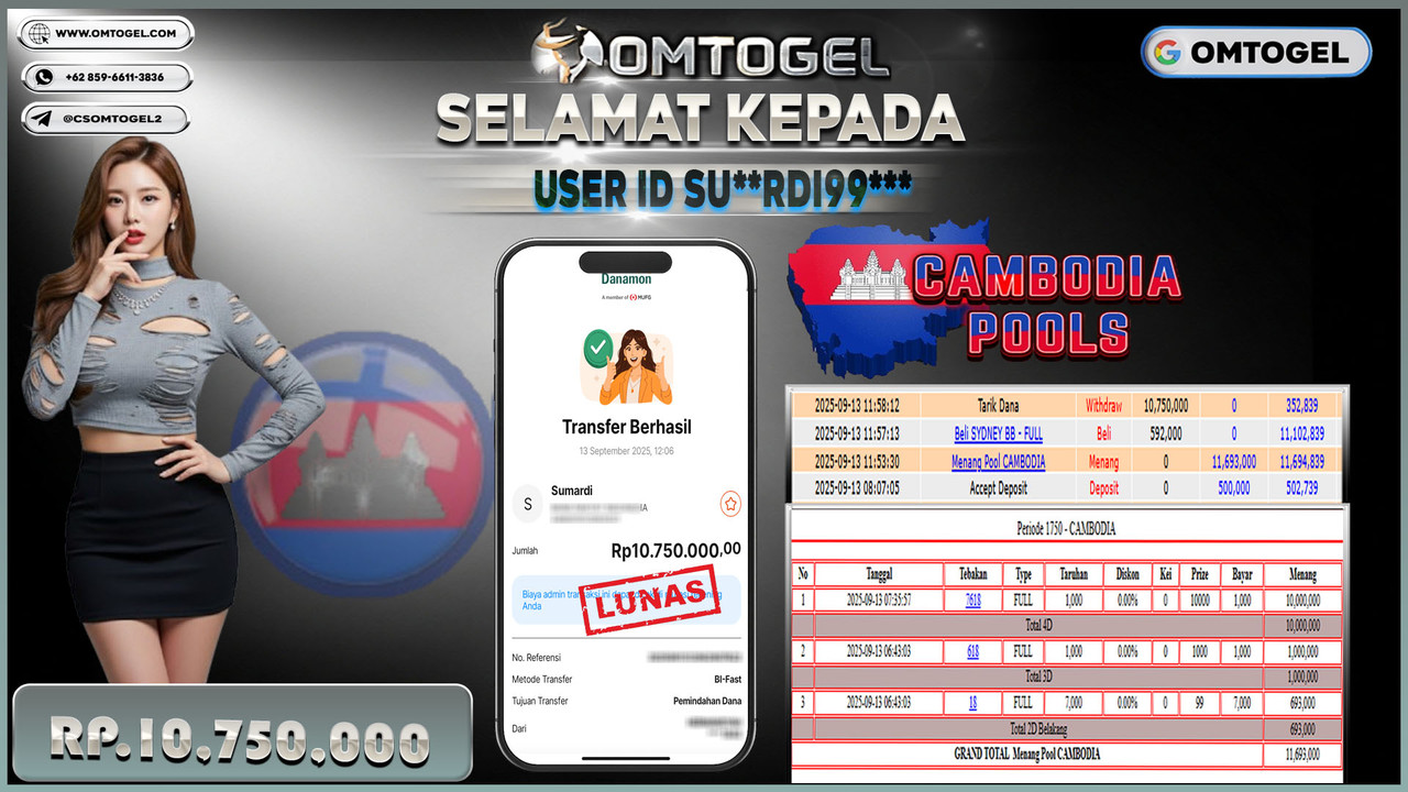 OMTOGEL JACKPOT CAMBODIA 4D 3D 2D 10 JUTA DI BAYAR LUNAS ,-