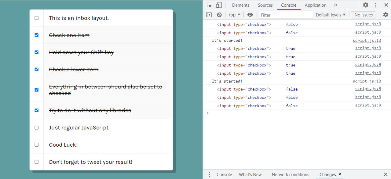 "Hold Shift and Check Checkboxes" project screenshot