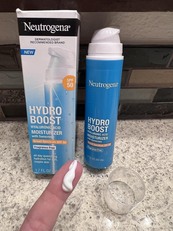 Neutrogena hydroboost Hyaluronic Acid Moisturizer with sunscreen spf 50+ 50 mL quantity.
