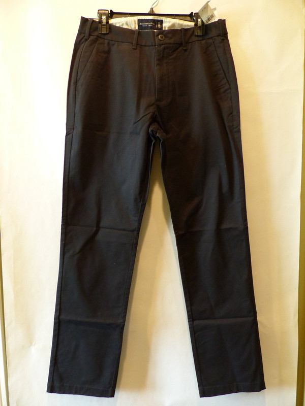 ABERCROMBIE AND FITCH MENS STRETCHY STRAIGHT CHINO PANTS IN BLACK SIZE 32X34