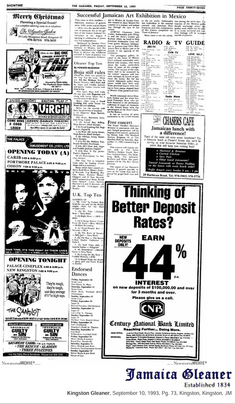 Kingston Gleaner September 10 1993 p 73 U K Top Ten