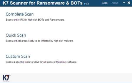 K7 Scanner for Ransomware & BOTs 1.0.0.80