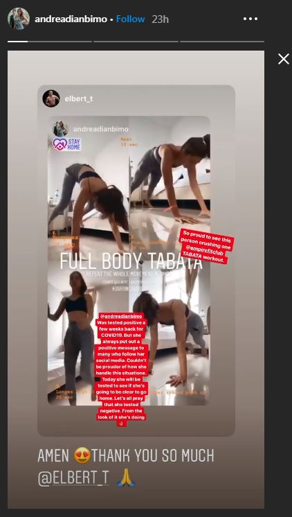 Andrea Dian Olahraga selama karantina