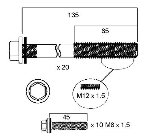 HEAD BOLT SET CHRYSLER/JEEP EZB EZD EZH