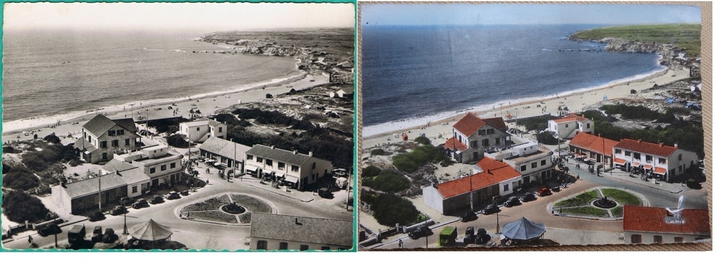 Hôtel  Plage arr vue aér. NetB et coul