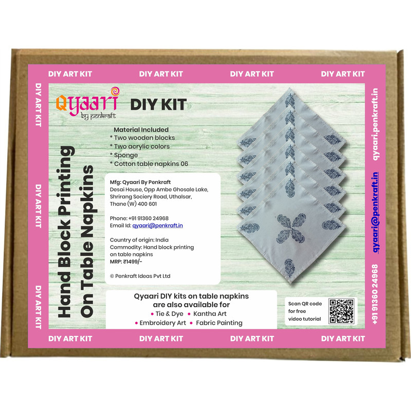 Block Printing DIY Kit - Table Napkins (Set of 6)