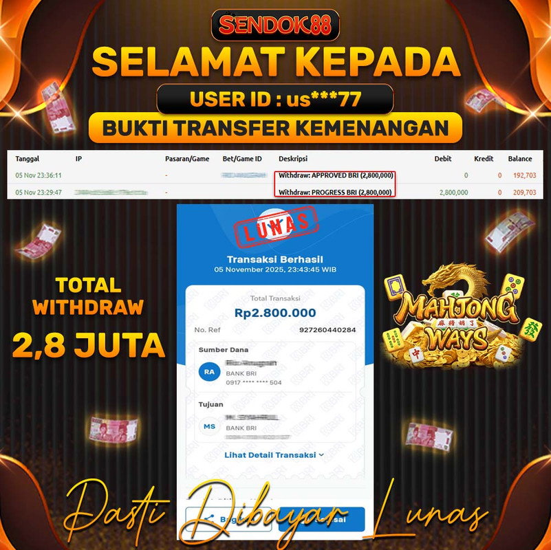 SENDOK88 JEPE! MAHJONG WAYS Rp 2.800.000,- LUNAS!