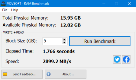 Vovsoft RAM Benchmark 1.1