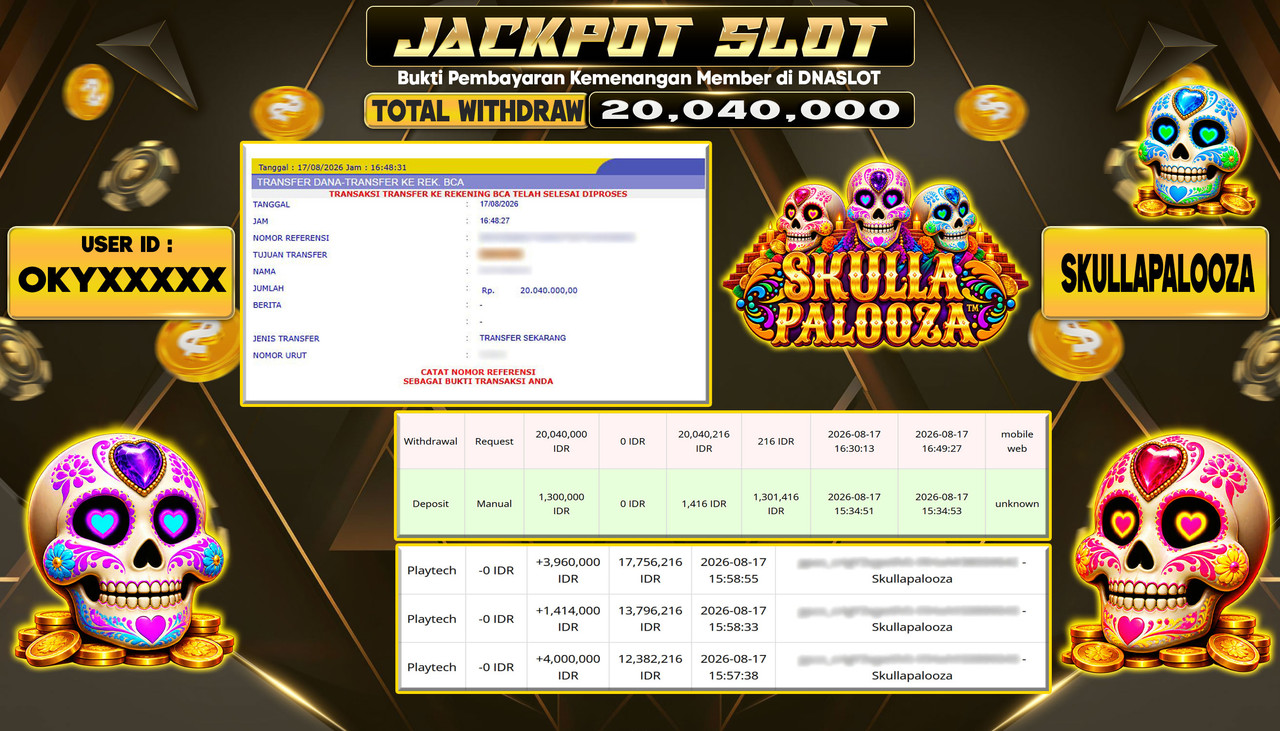JACKPOT SLOT SKULLA PALOOZA  17 AGUSTUS 2026