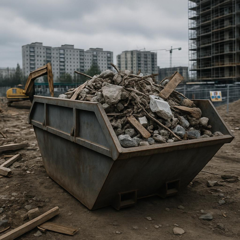 Бункер для мусора на строительной площадке в России