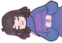 Frisk lying down - Art by @Galactic_Deer