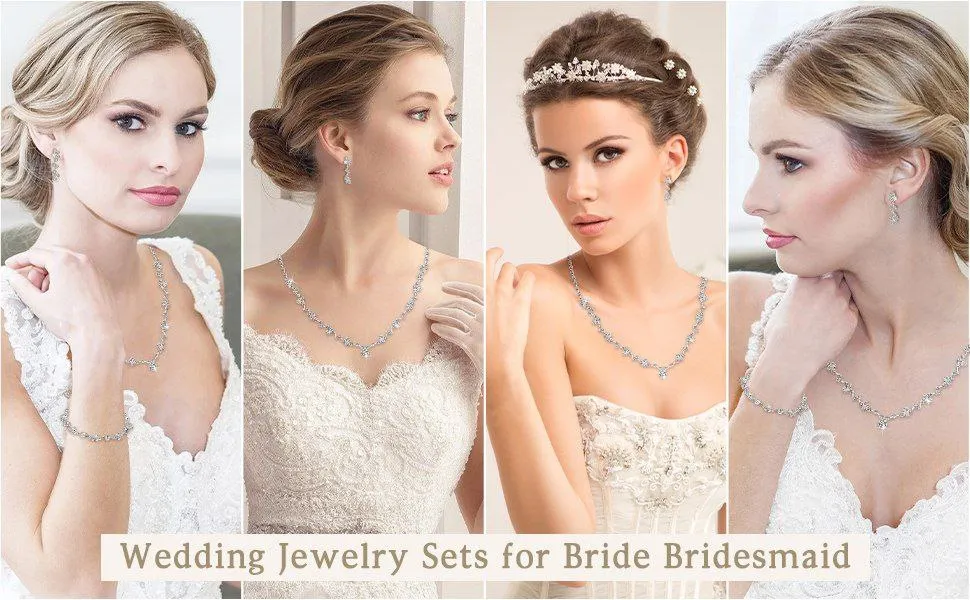 Elegant Silver Jewelry Set with Necklace, Earrings, and Bracelet