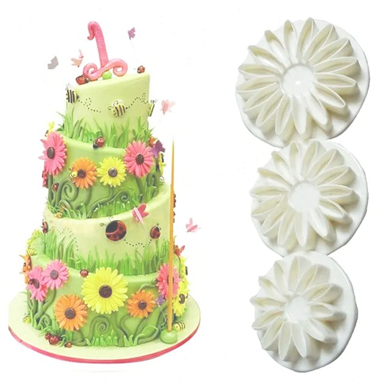 Molde margarita o girasol para pastillaje en fondant y porcelanicrón
