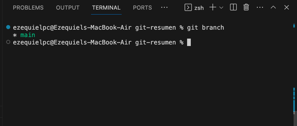 Ejecucucion git branch Eliminacion de ramas