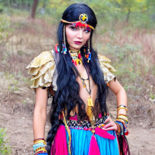 Valerie Coppersmith, the Hot Gypsy Chick, an attractive woman with over the top Gypsy attire