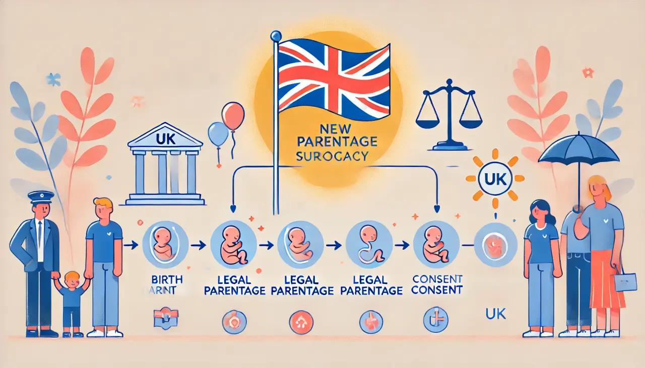 An illustration showing the timeline of legal parentage under the new UK surrogacy law