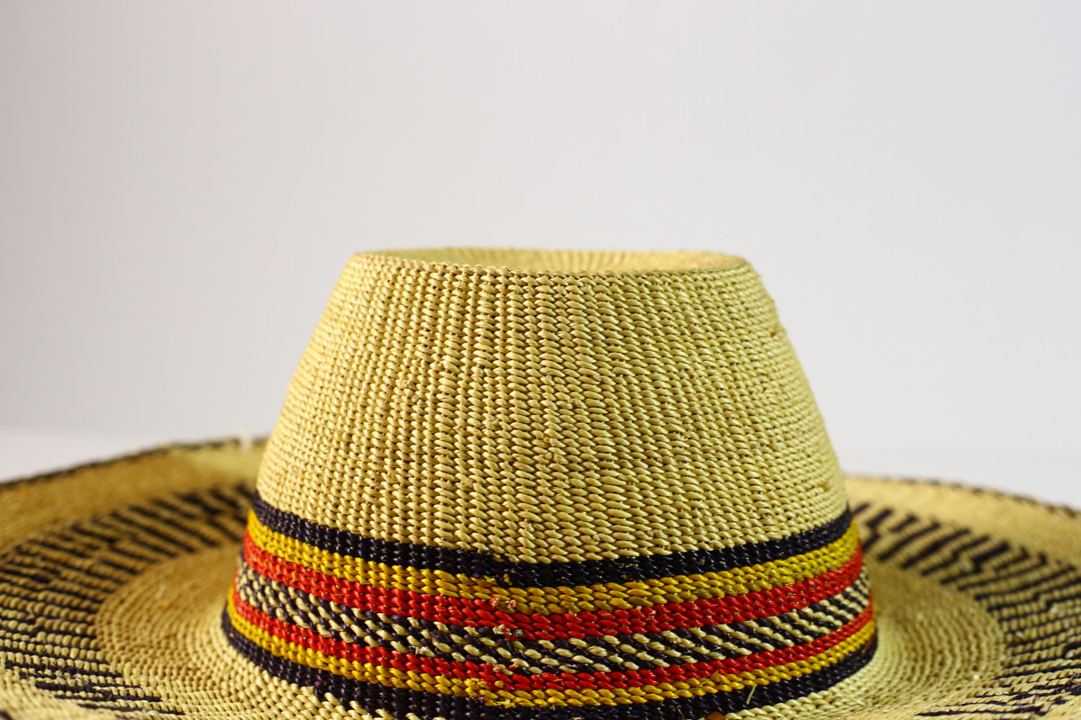 Authentic African Vtg Woven Sun Hat African Bolga Straw Hat, Ghana Frafra Sun Hat, Handwoven  main image 2