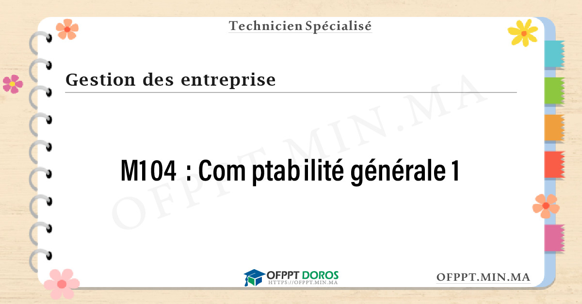 Sommaire détaillé du cours Comptabilité générale 1 M104 OFPPT - Structure du module