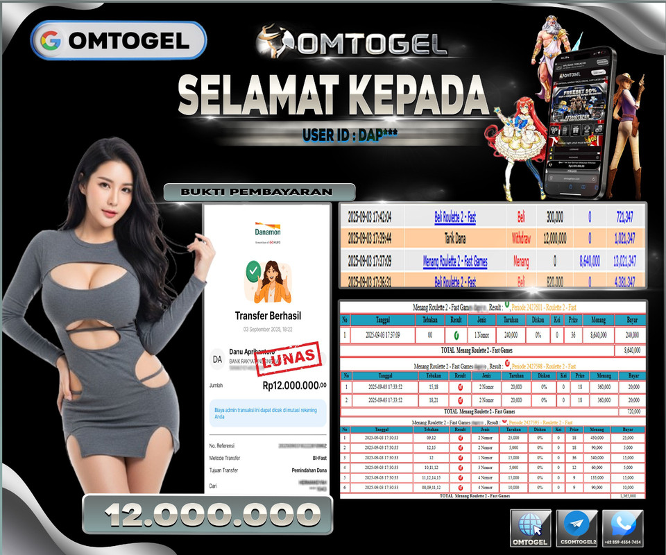OMTOGEL JACKPOT LIVE GAMES ROULETTE 2 - FAST 12 JUTA DI BAYAR LUNAS ,-