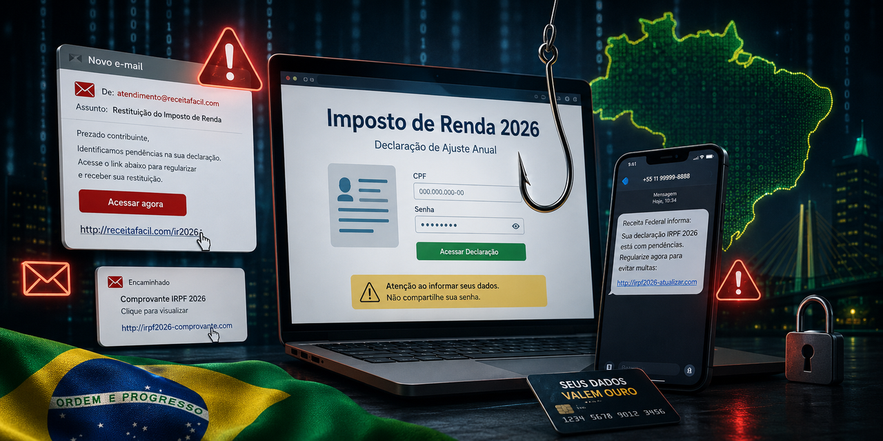 Imposto de Renda 2026: o pico de golpes digitais que revela nossa maior vulnerabilidade