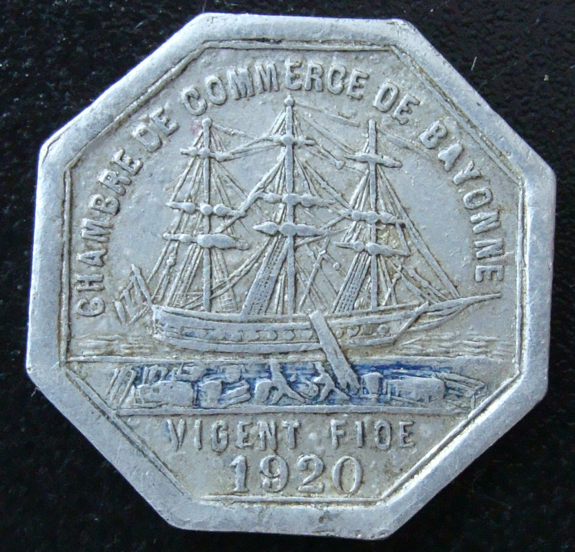 FRA. 25 Céntimos Franco (1920, Cámara Comercio Bayona) - anv