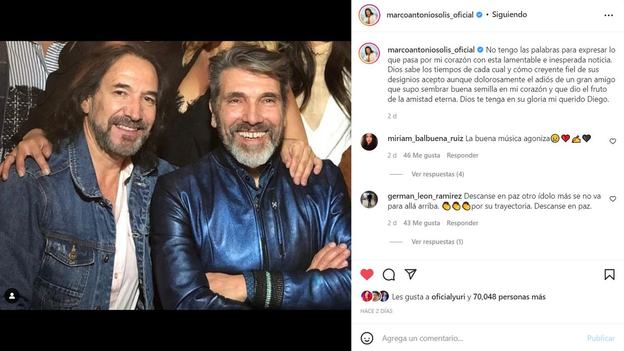 Marco Antonio Solís dedica minuto de aplausos en memoria de Diego Verdaguer