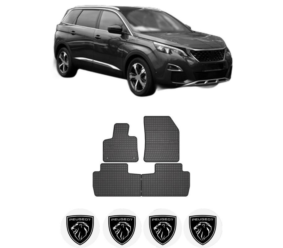 Set covorase presuri PEUGEOT 5008 II (MC_, MJ_, MR_, M4_) din 2016-2023, auto, din cauciuc thermoplastic, 4 Stickere auto cu PEUGEOT