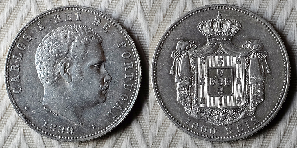 1000 réis Carlos I. Portugal. 1899. DSCF1060