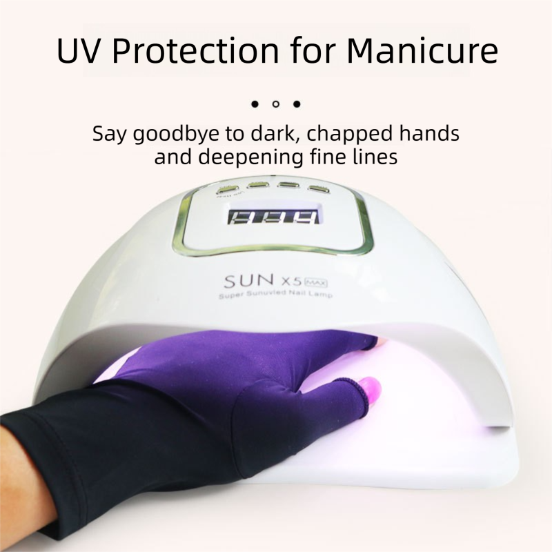 5-Pair Blue UV Protection Fingerless Gloves for Nail Art Curing and Cycling Sun Protection - Made of Nylon/Spandex, Manicure Hand Care
