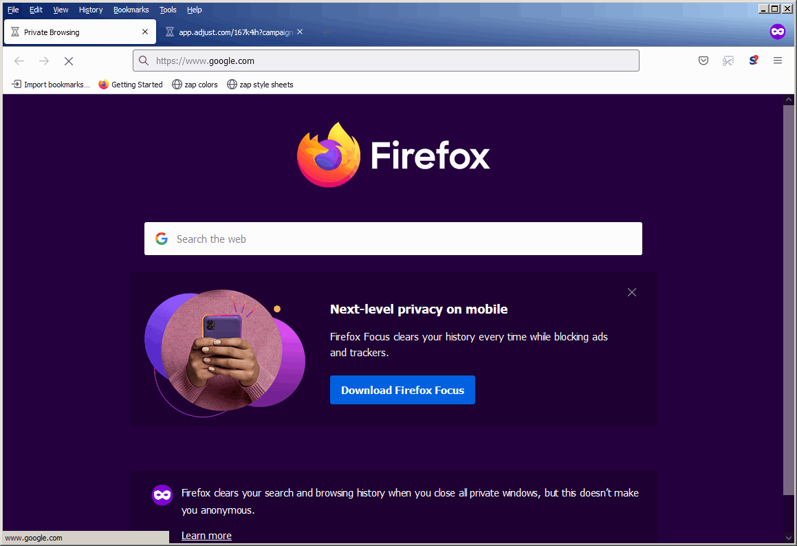 Firefox ADD for FF Focus - at a time where i CANNOT make network connections (due to NS)