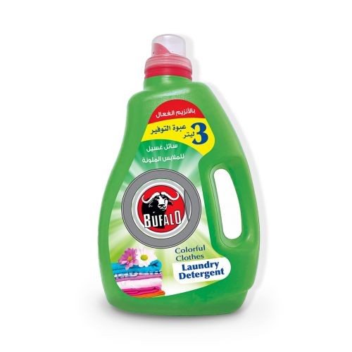 Bufalo laundry detergent designed specifically for colored clothes. 3L Green