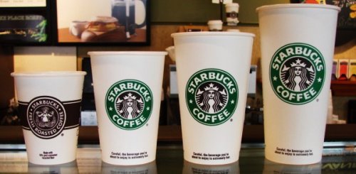 Gelas Starbucks dalam beberapa ukuran