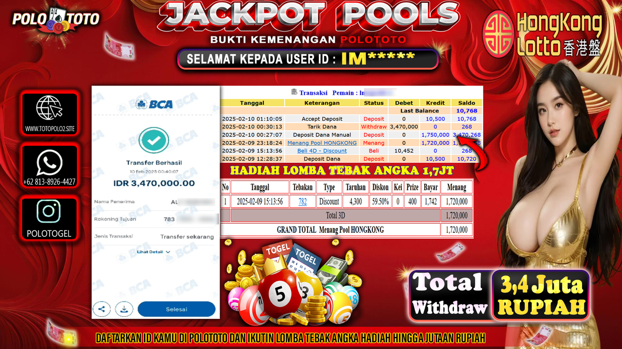 POLOTOTO JACKPOT TOGEL PASARAN HONGKONG Rp.3,470.000,-